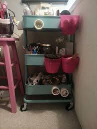 How I Use My Ikea Raskog Cart Pink Hanging Kitchen Containers From Ikea And Magnetic Spice Jars From The Conta Ikea Raskog Kitchen Containers Ikea Raskog Cart