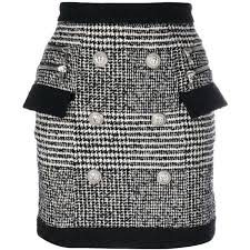 Black And White Houndstooth Skirt Balmain Houndstooth Button Front Mini Skirt 710 Liked On Polyvore Featuring Skirts Mini Skirts Butto Mini Skirts Embellished Skirt Black And White Skirt