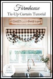 Farmhouse Tie Up Curtain Tutorial Kitchen Curtains Diy Tie Up Curtains Window Treatments Living Room