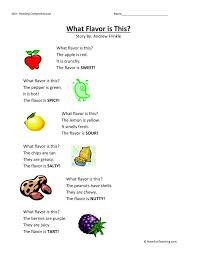 This site provides free vocabulary and reading comprehension worksheets. Reading Comprehension Worksheet What Flavor Is This
