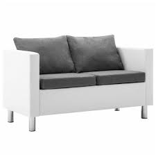 Divani economici anche da giardino. Vidaxl Divano A 2 Posti In Similpelle Bianco E Grigio Chiaro Eprice