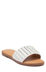 C C California Becca Studded Sandal In White Modesens