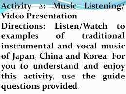 Our library contains the best collection of p/v/g sheet music for broadway vocal selections, movie soundtracks, and the best pop and rock music from the last 100 years and beyond. Pre Assessment Directions From The Pictures Of Costumes Folk Symbols Artworks Scenery And Other Aspects Of Culture Of The East Asian Countries Ppt Video Online Download