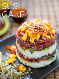 Sushi Pizza Sushi Recipes Sushi Cake Sushi Stacks Recipe