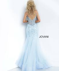Jovani 63704 Blue Sheer Corset Bodice Prom Dress Prom Dresses Embellished Dress Prom Mermaid Prom Dresses