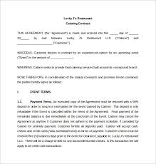 Restaurant Catering Contract Word Template Free Download Contract Template Word Template Templates