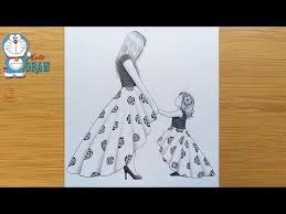Mother S Day Drawing With Pencil Sketch For Beginners Step By Step Drawing Tutorial Art Video Youtub Pencil Drawing Images Mom Drawing Pencil Drawings