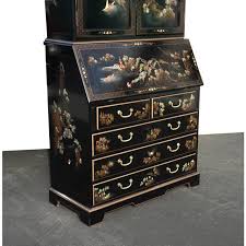 Two antique/vintage secretary desk with hutch painted in benjamin moore's mayonnaise satin lacquer. Vintage Chinese Asian Black Lacquer Chinoiserie Secretary Desk Hutch Hand Paint Chairish