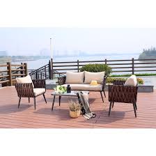 Tufted sofa sofa chair sectional sofa couches velvet corner sofa velvet sofa my living room living room decor brown couch. Corrigan Studio Sherlock 4 Piece Rattan Sofa Seating Group With Cushions Wayfair