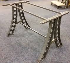 Steel table supports and pedestal bases for wood table tops. Vintage Industrial Furniture Restored Metal And Wooden Tables Shelves And Seating Steel Table Bases