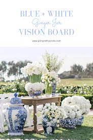 Blue And White Ginger Jar Wedding Inspiration Prim Pretty Prints White Floral Arrangements White Flower Arrangements Blue And White Vase
