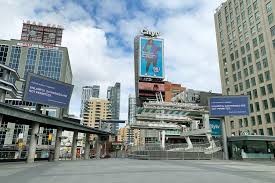 Walking distance to eaton's centre, dundas square Yonge Dundas Square Just Got Some Dystopian New Billboards About Unlawful Gatherings