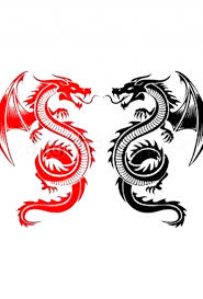 Black And Red Tribal Dragon Tattoo Vector Illustration In 2020 Tribal Dragon Tattoos Dragon Tattoo Vector Red Dragon Tattoo