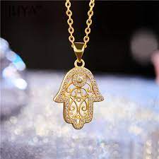 Gold Silver Rose Gold Hollow Patten Hamsa Hand Pendants Necklaces For Intothea Hamsa Necklace Gold Gold Hamsa Hamsa Hand