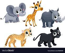Funny African Animals Royalty Free Vector Image Binatang Kartun Lucu