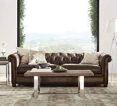 Couch chesterfield leder silber : Chesterfield Leather Sofa Pottery Barn
