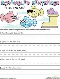Scrambled Sentences Fish Friends Worksheet Education Com Sentences Kindergarten Sentence Scramble Guided Reading Kindergarten