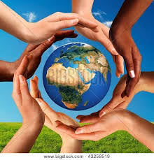 Conceptual Peace And Cultural Diversity Symbol Of Multiracial Hands Making A Circle Together Around The World The Earth Globe On Blue Sky And Green Grass Background Poster Id 43258519