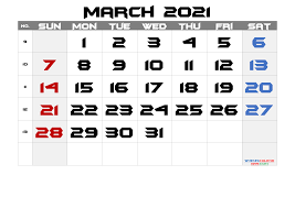 View the free printable monthly march 2021 calendar and print in one click. Printable Calendar 2021 March