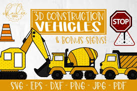 Almost files can be used for commercial. 3d Construction Vehicle Svg Layered Dumptruck Excavator 857063 Paper Cutting Design Bundles