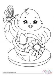 Color pictures of baby animals, spring flowers, umbrellas, kites and more! Spring Animals Colouring Page