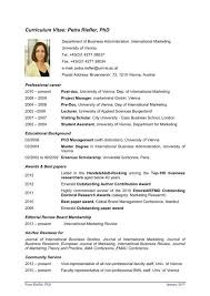 Example of curriculum vitae in research paper. Curriculum Vitae Petra Riefler Phd Chair Of International Marketing