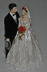 Vintage Traditional Bride And Groom Cake Topper White Lace Red Roses Black Tux Gray Hat Cake Topper Wedding Romantic Vintage Wedding Cake Topper Vintage Cake Toppers