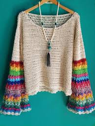 Gunluk Pamuklu Uzun Kollu Kazak Jollyclo Crochet Fashion Crochet Clothes Crochet Poncho