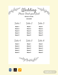 Free Printable Wedding Seating Chart Template Pdf Word