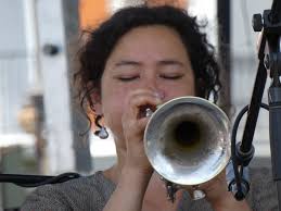 Shaye with Wit's End Brass Band in Kingston, New York in 2016.