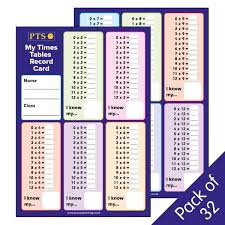 My Times Table Record Card Multiplication A5 X 32 No Time For Me Times Tables Records
