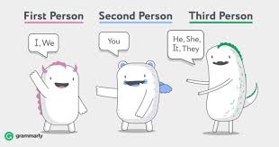 first second and third person ways of describing points of