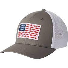Dog wearing american flag sungles bandana around. Columbia Mens Pfg Mesh Fish Flag Flexfit Hat Bealls Florida