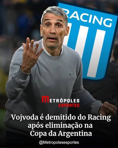 O t&eacute;cnico do Racing, Juan Pablo Vojvoda, foi demitido do comando da equipe nesta segunda-feira (28/9). O comunicado do desligamento do ex-Fortaleza veio atrav&eacute;s das redes sociais do clube argentino. A decis&atilde;o
