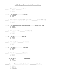 Please suggest me the words. Anatomical Terminology