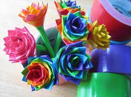Fold from corner to corner but leave some sticky stuff. Diy Duct Tape Flower Pens Tutorial 101 Duct Tape Crafts