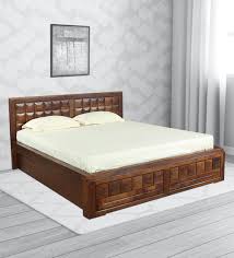 Buy Woodrow King Size Bed With Storage In Honey Finish By Hometown Online Transitional King Size Beds Beds Furniture Pepperfry Product