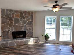 Epic river rock fireplace (i.imgur.com). Living Room Transformation Stage 4 Whitewashing The Stone Fireplace Curious And Cozy