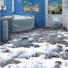 Custom Floor Painting 3d Wall Paper Crystal Clear River Water Bathroom Floor Mural 3d Pvc Wallpaper Self Adhesive Floor Murals Painted Floors 3d Floor Painting