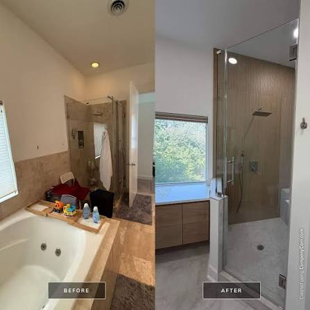 Modern bathroom renovation in Houston with Blue Stone Construction
