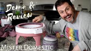 Just thread the yarn into the spindles and turn the crank to start knitting. Sentro Knitting Machine Demo Review With Mister Domestic Youtube