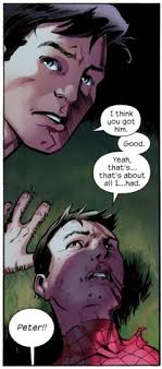 Is it true that in the ultimate comics, johnny was there when peter died?  And how did he take it?
