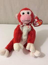 Ty Beanie Baby Valentine Mwmt Valentine The Monkey 2000 Red Monkey 10 Years Ebay Monkey Valentine Animal Valentine Ty Plush
