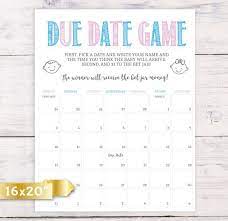 Printable Due Date Guessing Game A Great Baby Shower Game For Your Guests Make Predictions For Baby Guessing Game Baby Shower Planning Outside Baby Showers