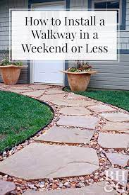 3 Walkway Designs You Can Easily Install Yourself Backyard Walkway Walkway Design Backyard Landscaping Designs