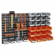 44 Pc Garage Tool Storage Organizer Hanging Bins Wall Mount Rack Shelving System Tool Wall Storage Wall Mounted Storage Bins Wall Storage Systems