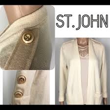 St John Separate Cream Gold Button Knit Cardigan