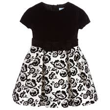 Abel Lula Black White Velvet Dress Childrensalon Outlet