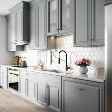 Love Gray Cabinets And White Backsplash And Counters In 2020 Home Decor Kitchen Modern Kitchen Kitchen Style