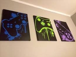 Three Piece Video Game Controller Paintings Setvideo Game Etsy In 2021 Video Game Decor Game Controller Art Gaming Decor